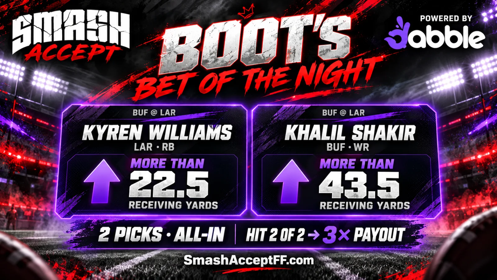 My SMASH Dabble bet of the night